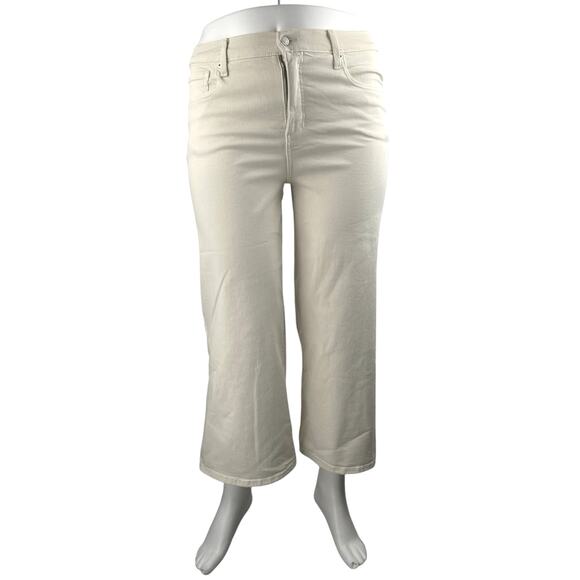 Banana Republic Women's White High Waisted Wide Leg Crop Denim Jeans Size 32 - Picture 1 of 5